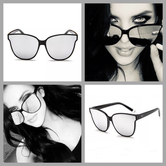 Boutique Accessories - LUXURY SILVER MIRROR BLACK FRAME OVERSIZED SUNNIES